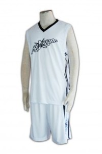 W093訂做籃球套裝 訂購團體籃球衣 訂做活動運動衫  藍球衫製造商 HK    白色  撞色領黑色